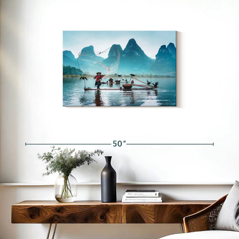 Senne, pêche traditionnelle chinoise, H 20 po x l 30 po