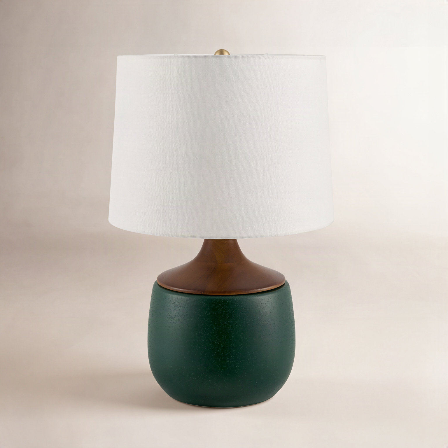 Ceramic Table Lamp, Dark Green, White