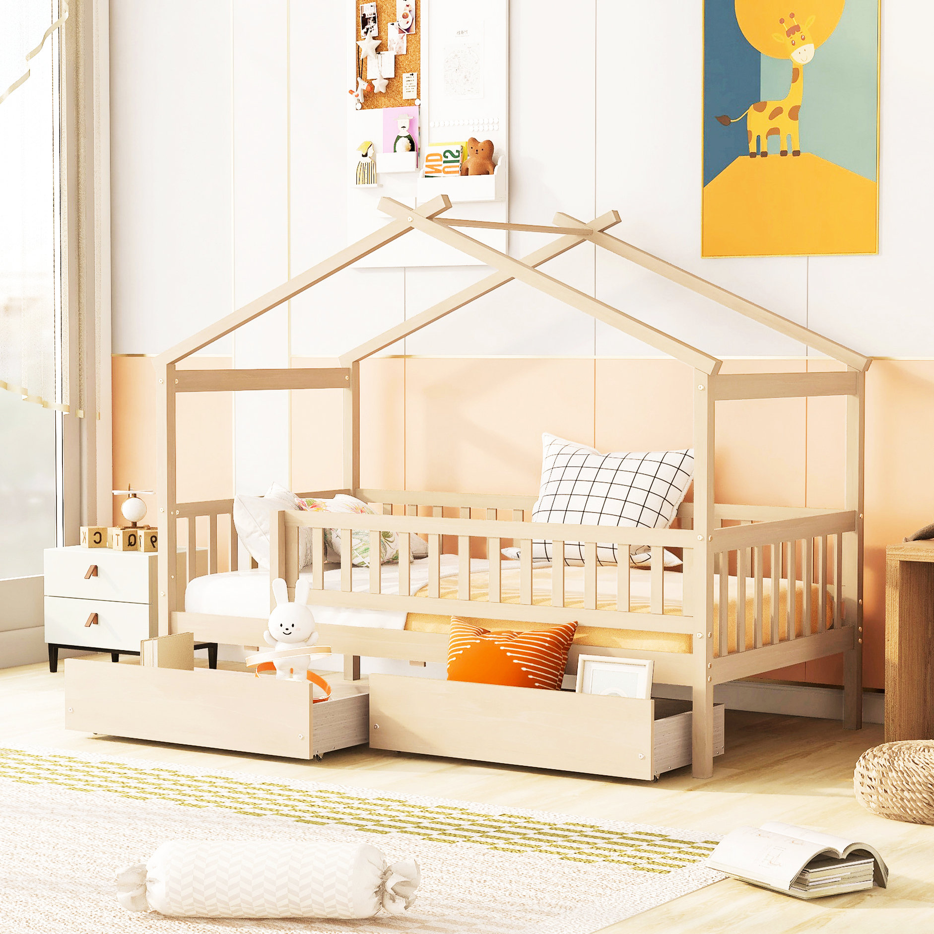 Ophelia & Co. Twin Size House Platform Bed With Storage - Strong Wood ...