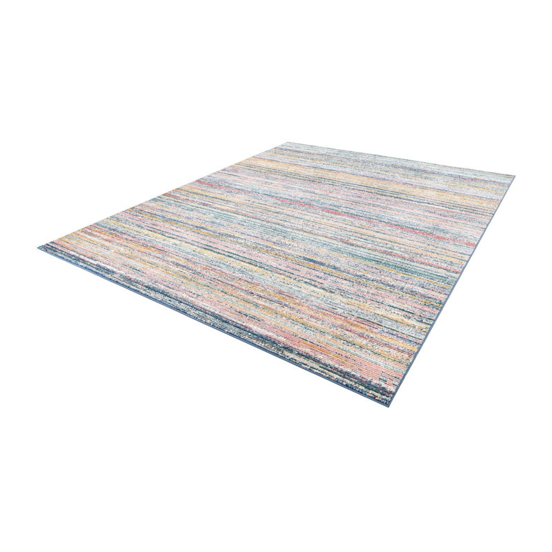 Hulsey Striped Yellow/Blue/Red/Navy Area Rug, Rectangle 3'3" x 5'3"