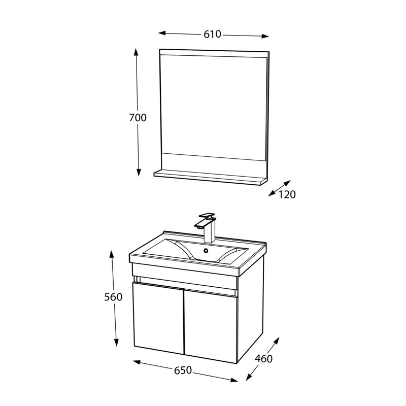 Ensemble de meubles de salle de bain (2 pièces), 26", Blanc