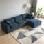 Canapé 118,2 po en velours côtelé bleu marine avec repose-pieds mobile, conception double couche et coussins amovibles