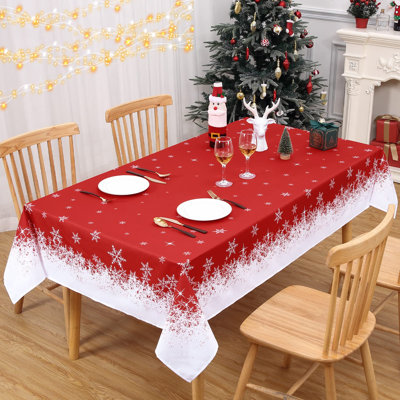 Snowflake Christmas Tablecloth 60x60 Inch - Waterproof Washable Holiday Table Cover for Indoor Outdoor Xmas Dining Kitchen Party