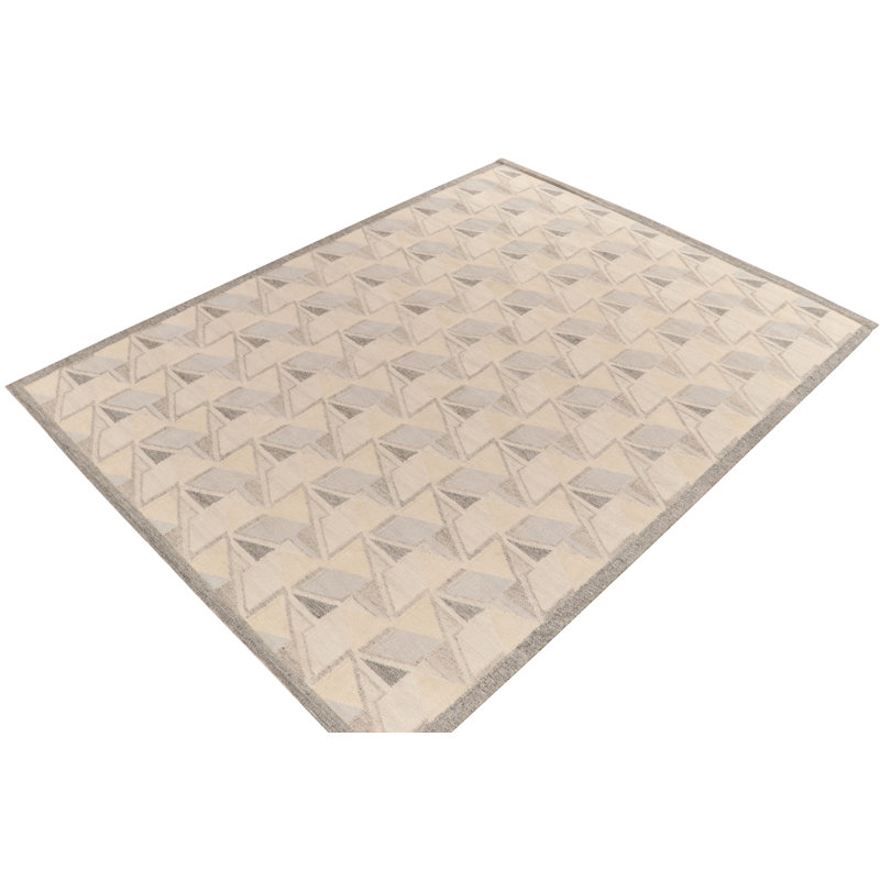 Hand Knotted Wool Geometric Area Rug, Rectangle 6' x 9'