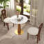 3-Piece Modern Round Sintered Stone Dining Table Set With 2 Boucle Fabric Chairs-611750389