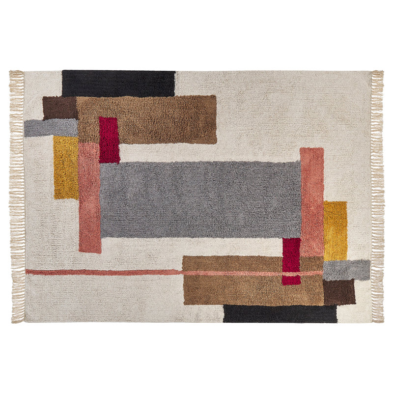 Ausherman Geometric Cotton Hand Woven Area Rug, Rectangle 140 x 200cm