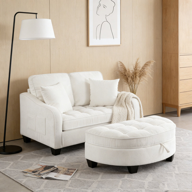Two-seater sofa with 2 pillows, Beige
