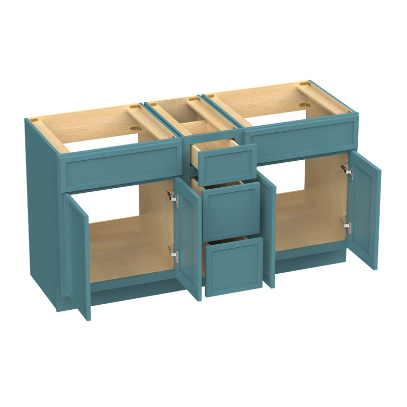Base de meuble-lavabo double 60 po seulement, Bleu sarcelle