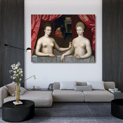 School of Fontainebleau Gallery Wrapped Canvas Art: Gabrielle DEstrees and One of Her Sisters