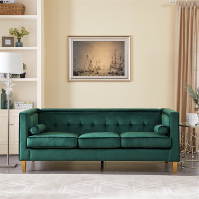 Canapé Mid-Century confortable en velours capitonné à boutons pour le salon, canapé capitonné, canapé moderne