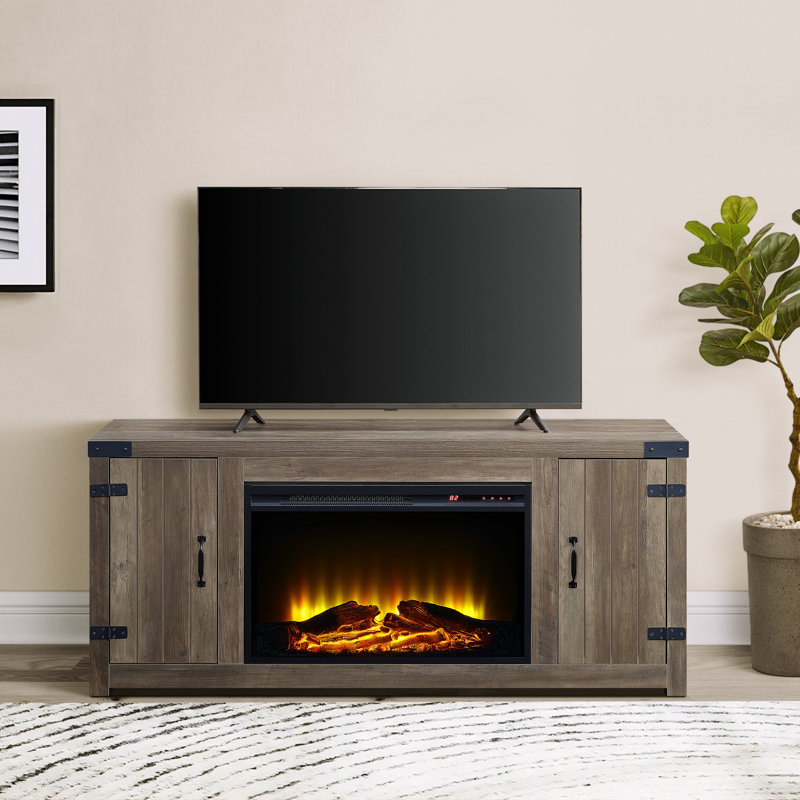 Birmingham Rustic Oak Fireplace with 2 Hinged Barn Door
