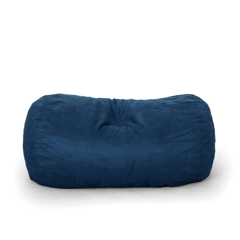 Marlin 6.5 Foot Suede Cylindrical Bean Bag, Blue Solid