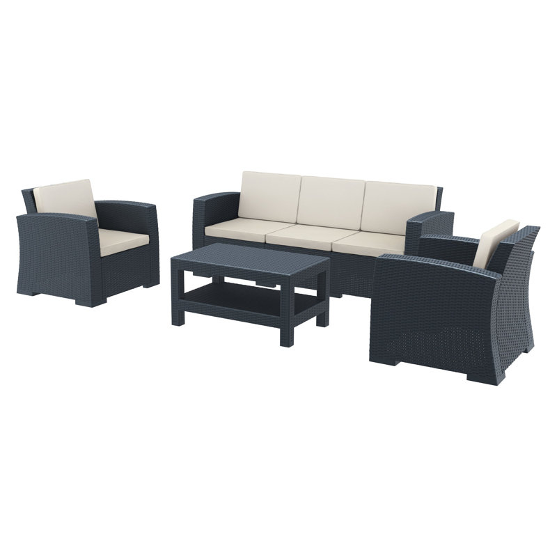Mcchesney 5 - Person Patio Conversation Set with Cushions, Dark Gray