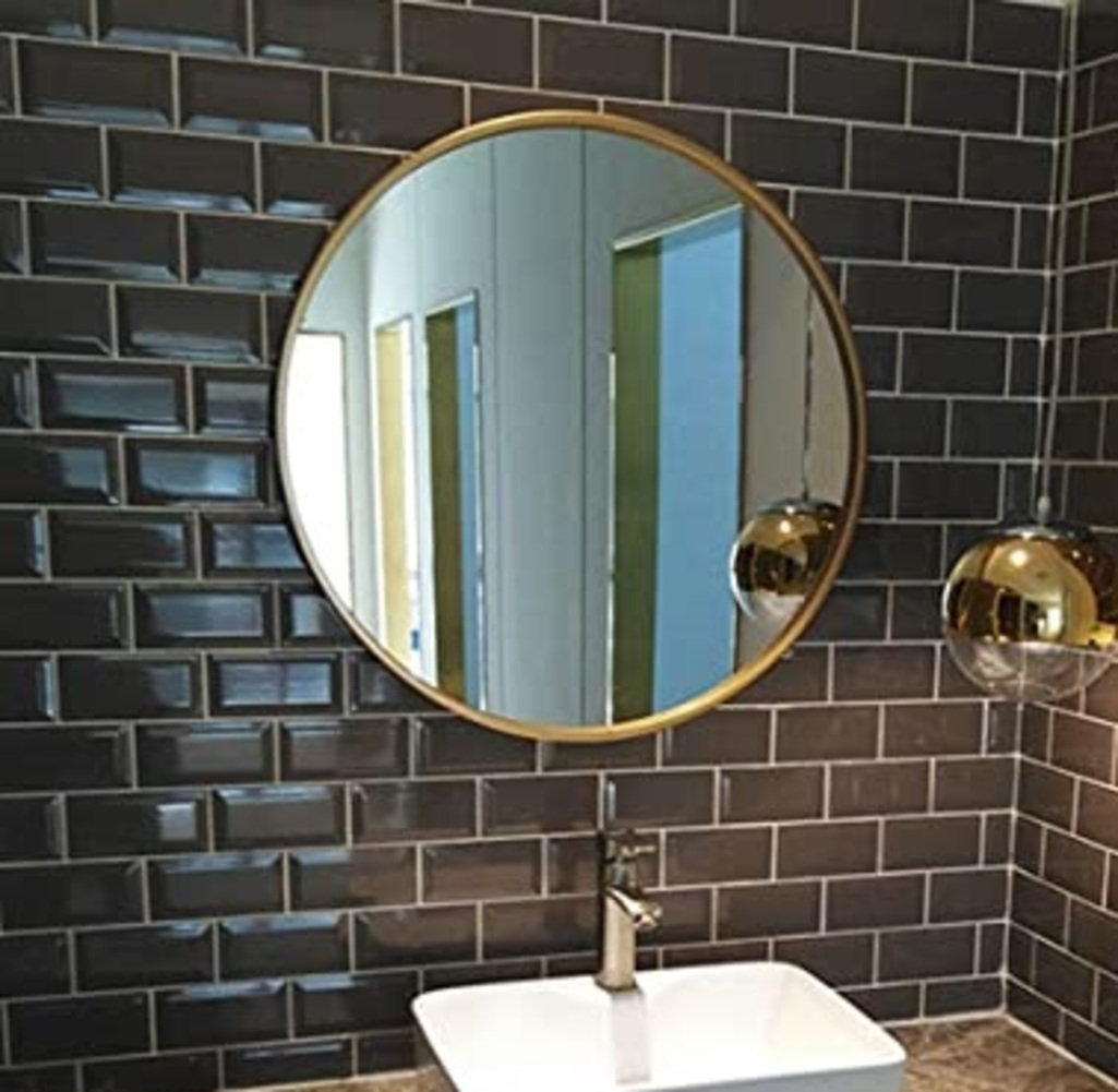 Roberts Mirror, 32" x 32", Gold, Metal