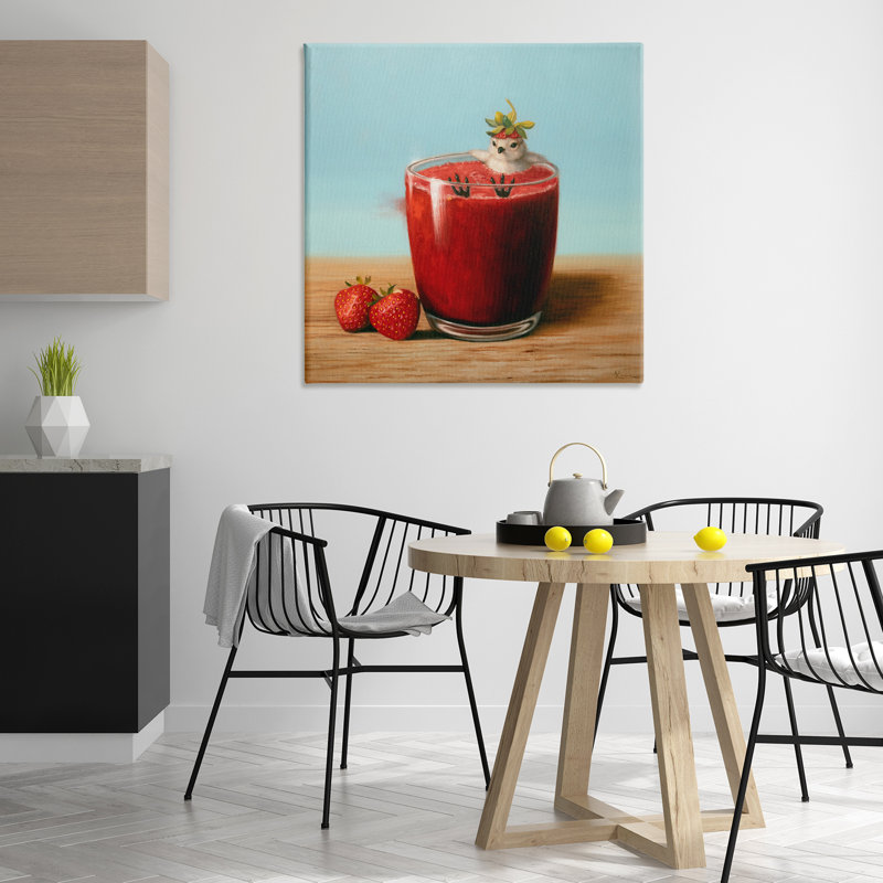 «Bird in Strawberry Drink» par Lucia Heffernan, H 36 po x l 36 po