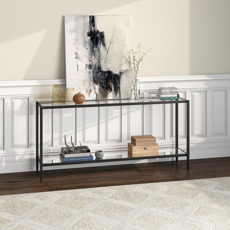 Hera Console Table, Black, 76.2cm H x 162.6cm W x 35.6cm D