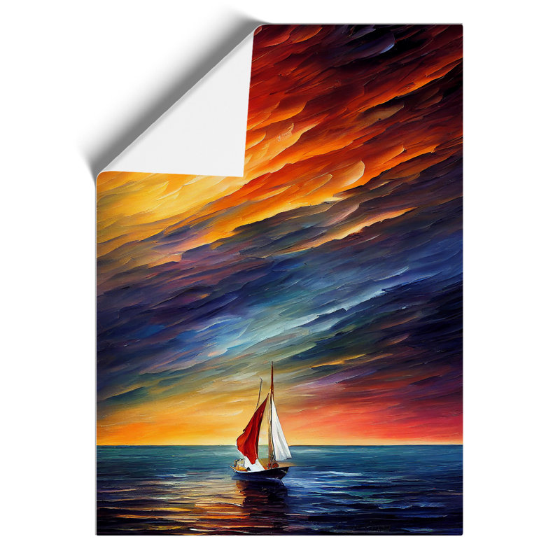 Boat at Sunset No.2 - Wall Art, Paper, 29.7cm H x 21cm W, No Matte