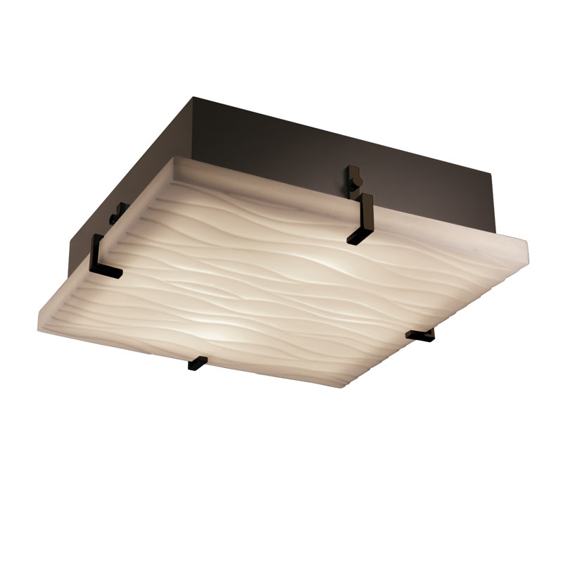Granham Faux Porcelain Resin Flush Mount, Brushed Nickel, Waves