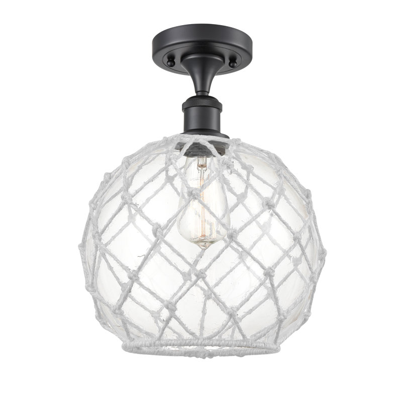 Plafonnier semi-encastré à 1 lumière 10 po Brianna, Brun mat, Transparent/blanc, Ampoule DEL 6 watts Vinage