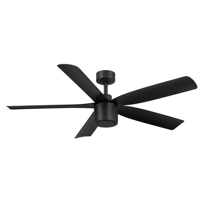 RAVIAN 5-Blade Ceiling Fan With Remote - (No Light), Matte Black, 52"