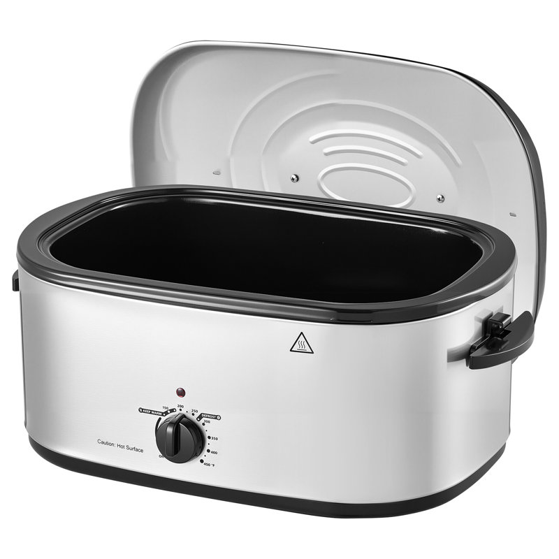 Electric Roaster Oven, 24 Qt 1450W, Multi-Function Cooker with Buffet Trays, Self-Basting Lid, Adjustable Temperature 150-450°F, Countertop Roasting and Warming Appliance with Removable Rack