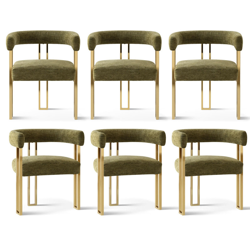  Desai 18" Seat Height Upholstered Chenille Dining Chair (Set of 6), Green