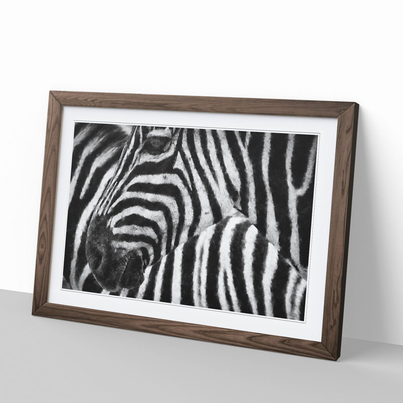 Zebra Vol.2 - Picture Frame Painting, 48cm H x 65cm W x 2cm D, Walnut