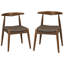 Chaises de salle à manger Mid-Century modernes en bois d'hévéa avec revêtement en similicuir-123514961