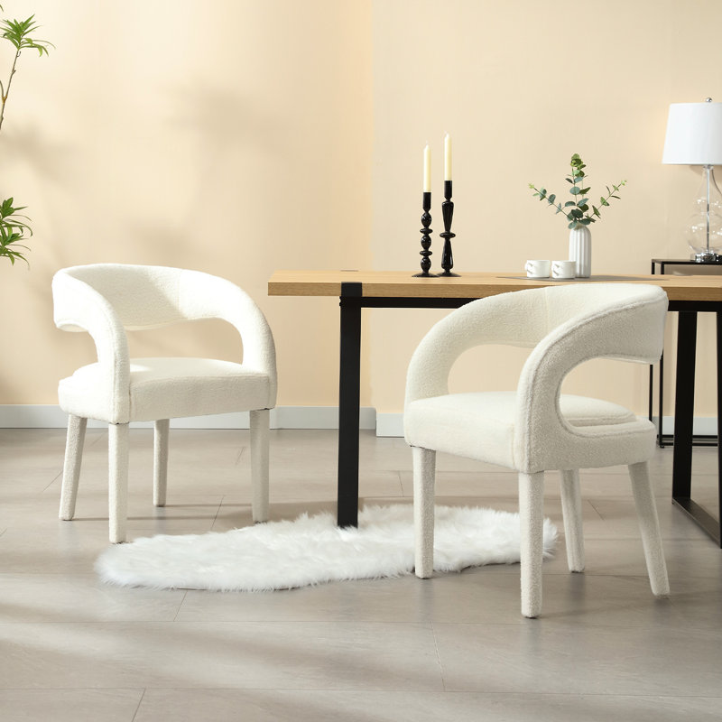 Chaises de salle à manger rembourrées modernes avec accoudoirs pour la cuisine / salle à manger / salon, Blanc, 2