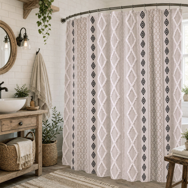 Rideau de douche Boho, Brun