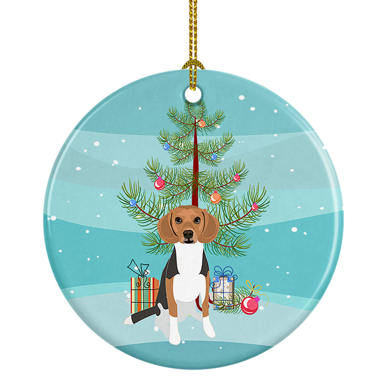 Ornement de Noël en céramique Beagle # 1 tricolore, Beagle tricolore # 1