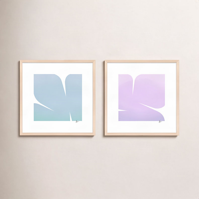 Purple & Blue Clouds. Set Of 2 Painting by Lee Lessem, 44" H x 88" W x 1.25" D, Maple Framed