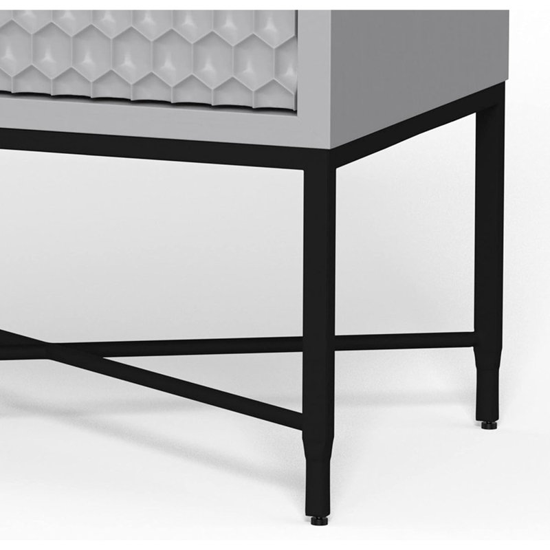 24'' W Nightstand, Light Gray/Black