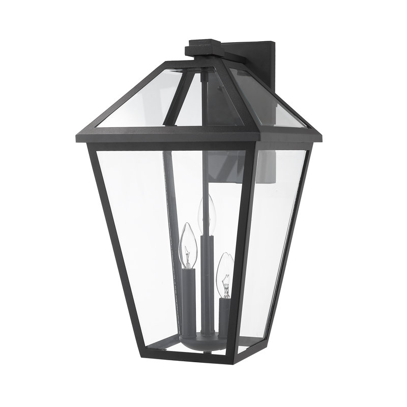 Lanterne murale d’extérieur 3 lumières Lefler, H 17,5 po x l 10 po x p 11 po, Noir, Biseauté