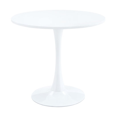 White Round Dining Table,Modern Dining Table, Dining Table,MDF Tabletop and Iron Spray-Painted Matte Base,Oval Dining Table,Mid Century Coffee Table f