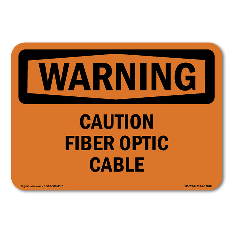 Caution Fiber Optic Cable Decal 10" X 7"