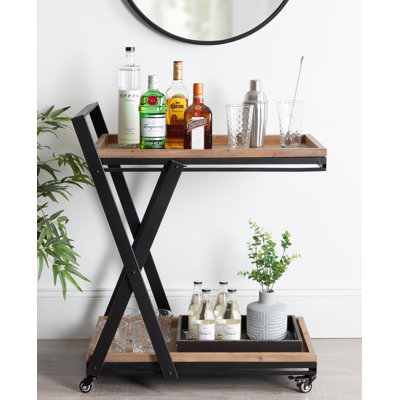 Chariot-bar pliable en métal Ironton Farmhouse
