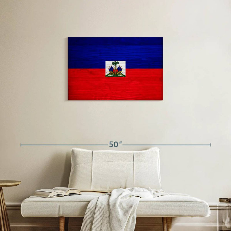 Bois de Borges, drapeau d'Haïti, H 20 po x l 30 po