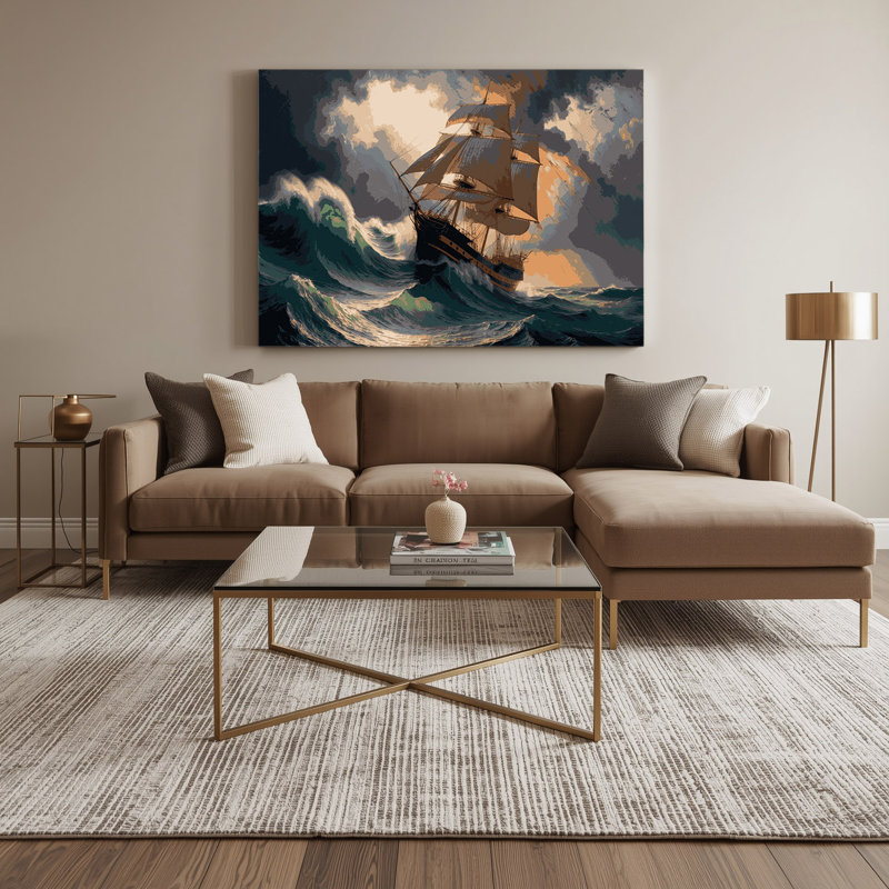 Art mural sur toile noir nautique traditionnel maritime, H 12 po x l 18 po