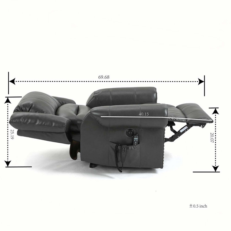 Leather Heated Massage Chair, Gray Faux Leather
