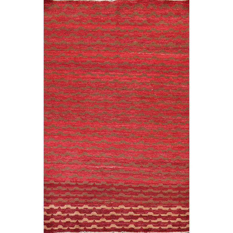 Tapis oriental Gabbeh Kashkoli noué à la main 6 x 9