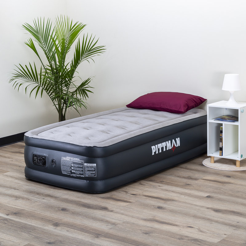 Pittman Outdoors Twin Never Leak Comfort Coil Double High Air Mattress with Built-in Electric Pump