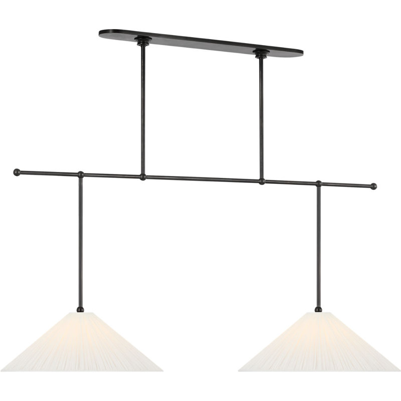 Soren 54" Extended Drop Linear Chandelier with Silk Pleated Shades, Bronze
