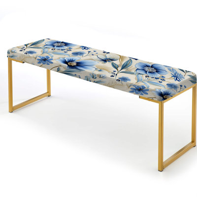 Floral Upholstered Gold Bench