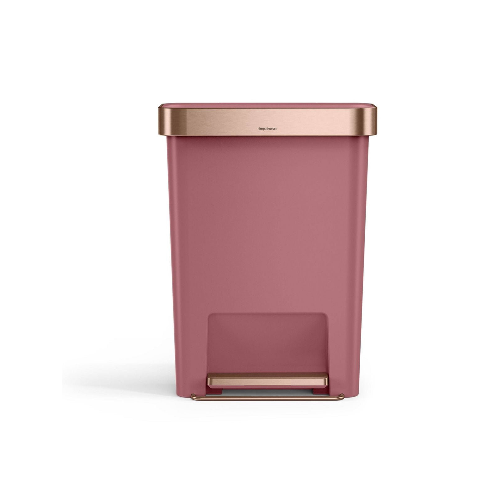 Simplehuman 45 Liter / 12 Gallon Rectangular Kitchen Step Trash Can with Soft-Close Lid, Plastic, Blush