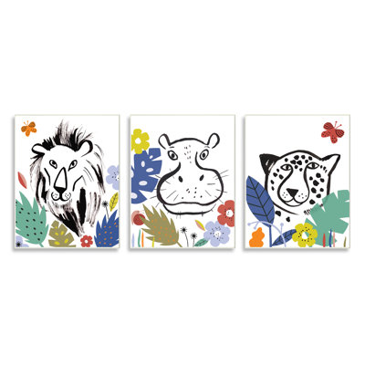 " Jungle Animal Kingdom Colorful Kids Pet Illustration " by Abi Hall 3 - Pieces