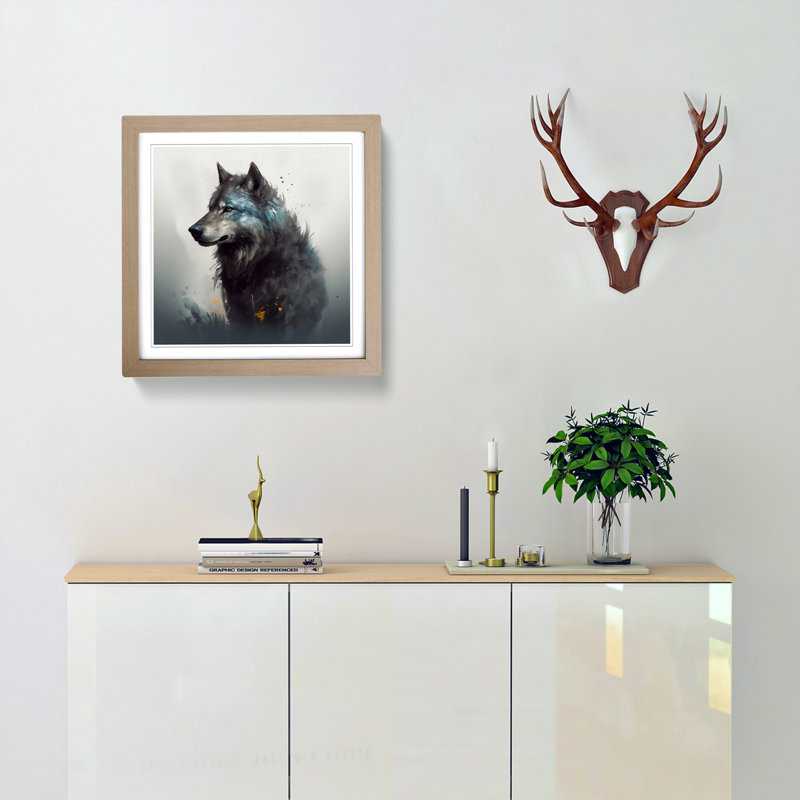 Wolf Conceptual Art - Single Picture Frame Print on Wood
