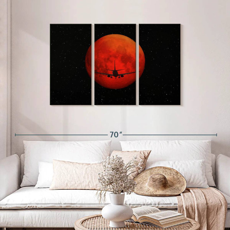 Oberle Red Dark Airplane, 28" H x 45" W
