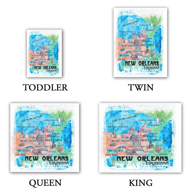 DiaNoche King Duvet Cover Sets Microfiber by Markus Bleichner - New Orleans Map, Twin Duvet Cover + 1 Standard Sham