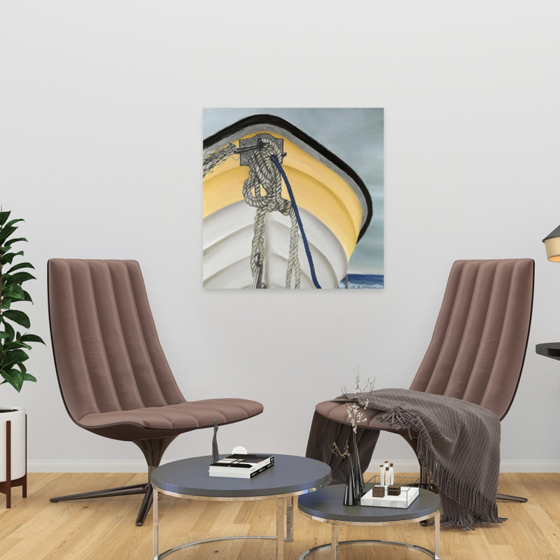 «The Yellow Boat Coastal» - Art mural nautique